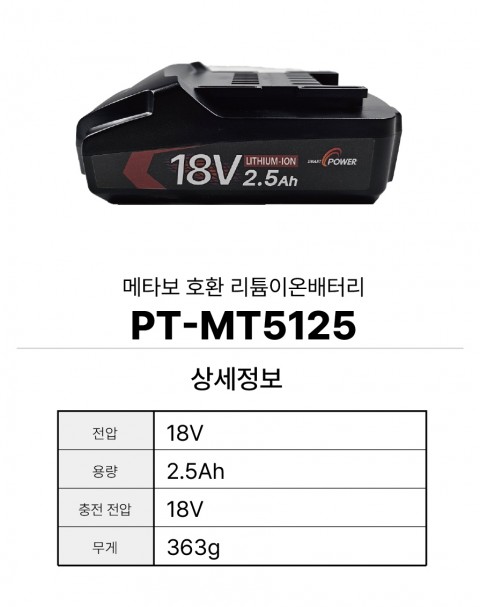 메타보 호환배터리 PT-MT5125